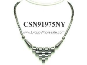 Hematite Teeths Pendant Beads Stone Statement Bib Fashion Women Necklace